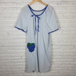 CW Classics Womens Dress 1X Plus House Loungewear Pocket Blue Stripe STR195XE